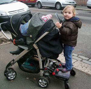double pram with buggy board